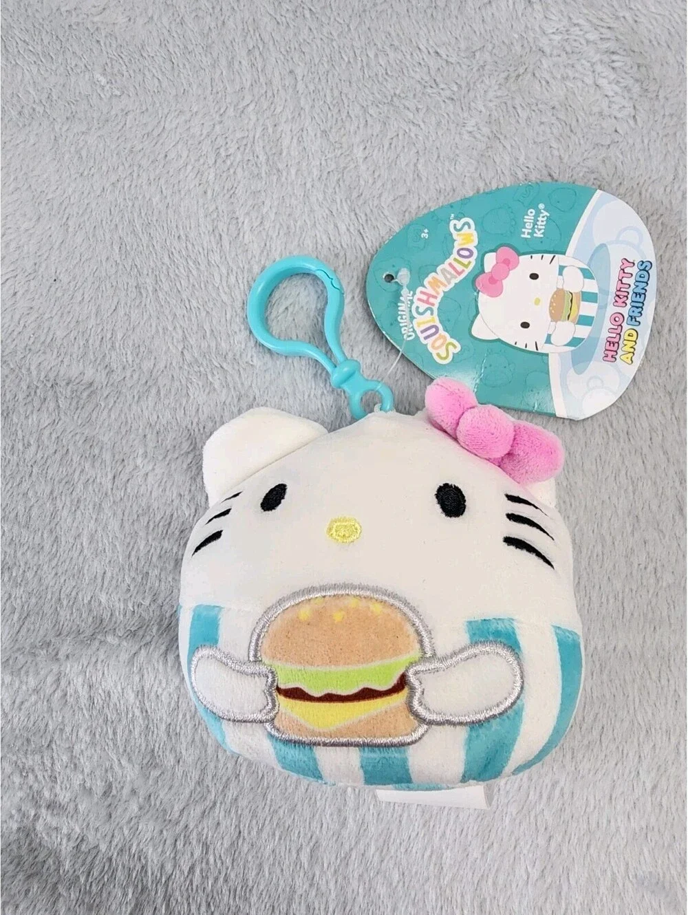 🙀HELLO KITTY FULL QUEEN APPLES AND BOOK PLUSH BLANKET W PLUSH MASCOT CLIP!